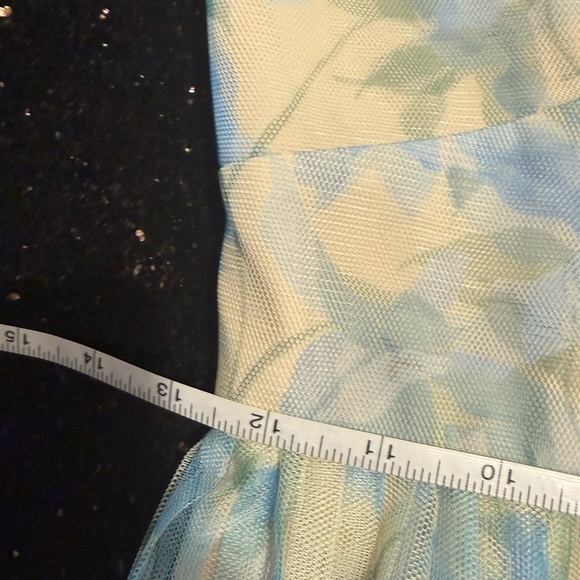 Hutch Watercolor Vining Daffodils Tulle  Dress Colors: Ivory/Sky Size 2 NWT - Picture 7 of 8